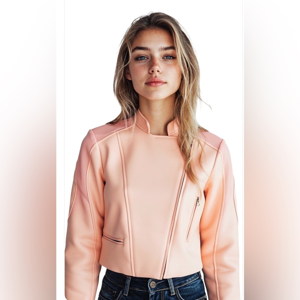 NWT- Light pink Crop motorcycle jacket 
w/t Mesh Sleeves & Breathable